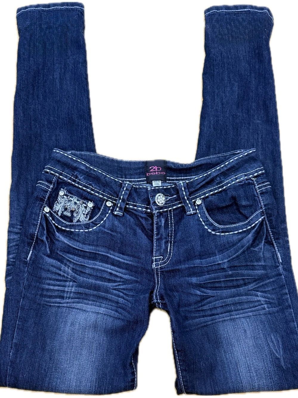 2B Bebe Dark Blue Embellished Skinny Jeans